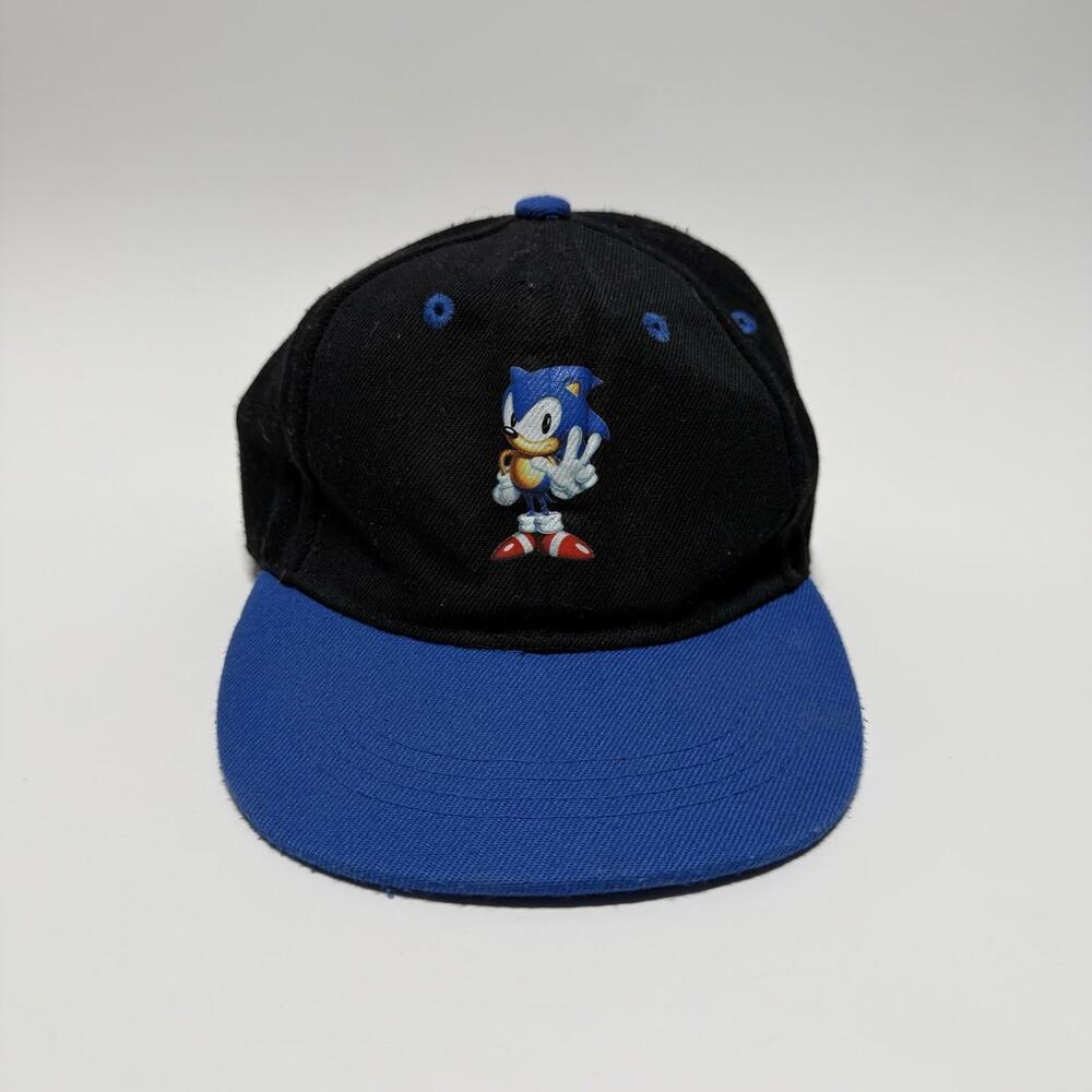 Vintage VintaSonic the Hedgehog Youth Snapback Hat Black Blue Cap Sega 90s Kids